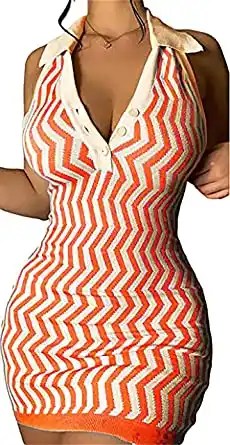 acelyn Womens Sexy Dress Bodycon Sleeveless V Neck Tank Sweater Mini Dress

